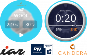 長年のST認定パートナーであるCandera社とIAR社が発表したスマートホーム洗濯機のGUI